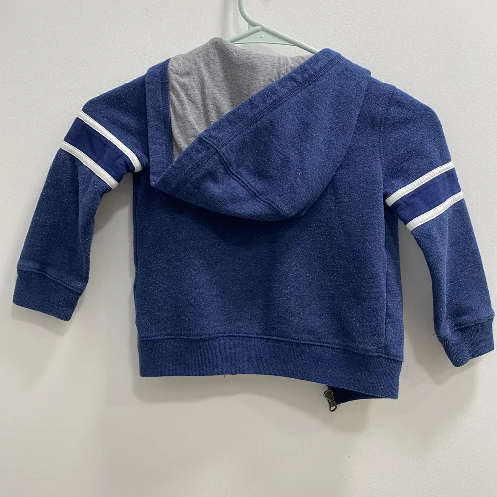 OshKosh B'gosh Hoodie Toddler 3T Blue Full Zip Logo Varsity Stripe Fleece Jacket